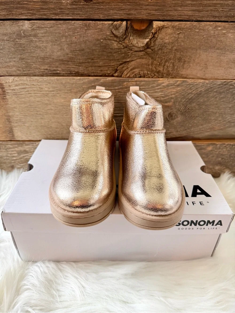 SONOMA | Girl’s Fur Lined Gold Ankle Boot